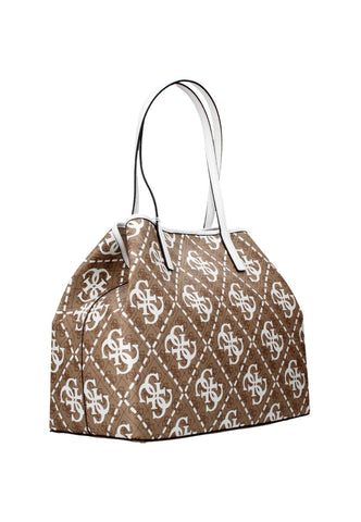 GUESS Vikky Borsa Large Tote Latte Logo White OQ699529 - Sandrini Calzature e Abbigliamento