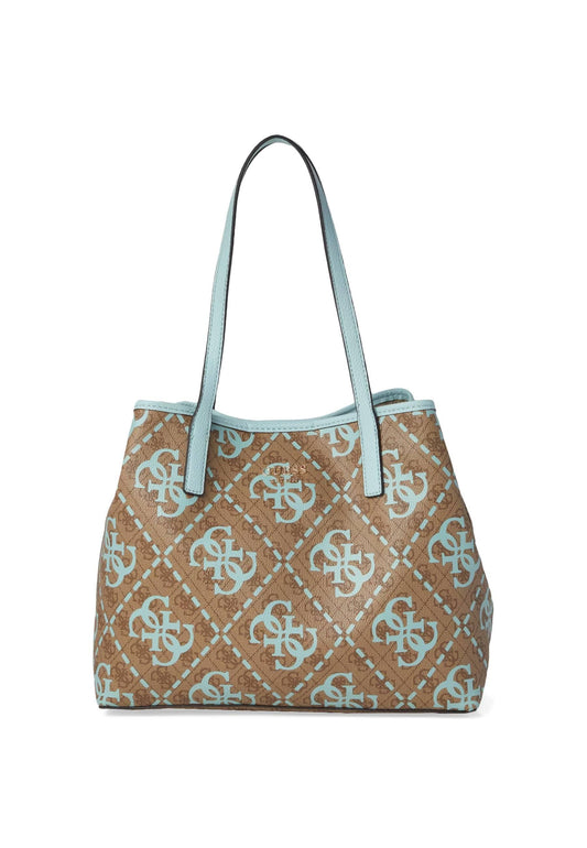 GUESS Vikky Borsa Tote Latte Logo Ice Blue OQ699528 - Sandrini Calzature e Abbigliamento