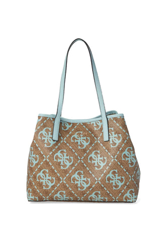 GUESS Vikky Borsa Tote Latte Logo Ice Blue OQ699528 - Sandrini Calzature e Abbigliamento
