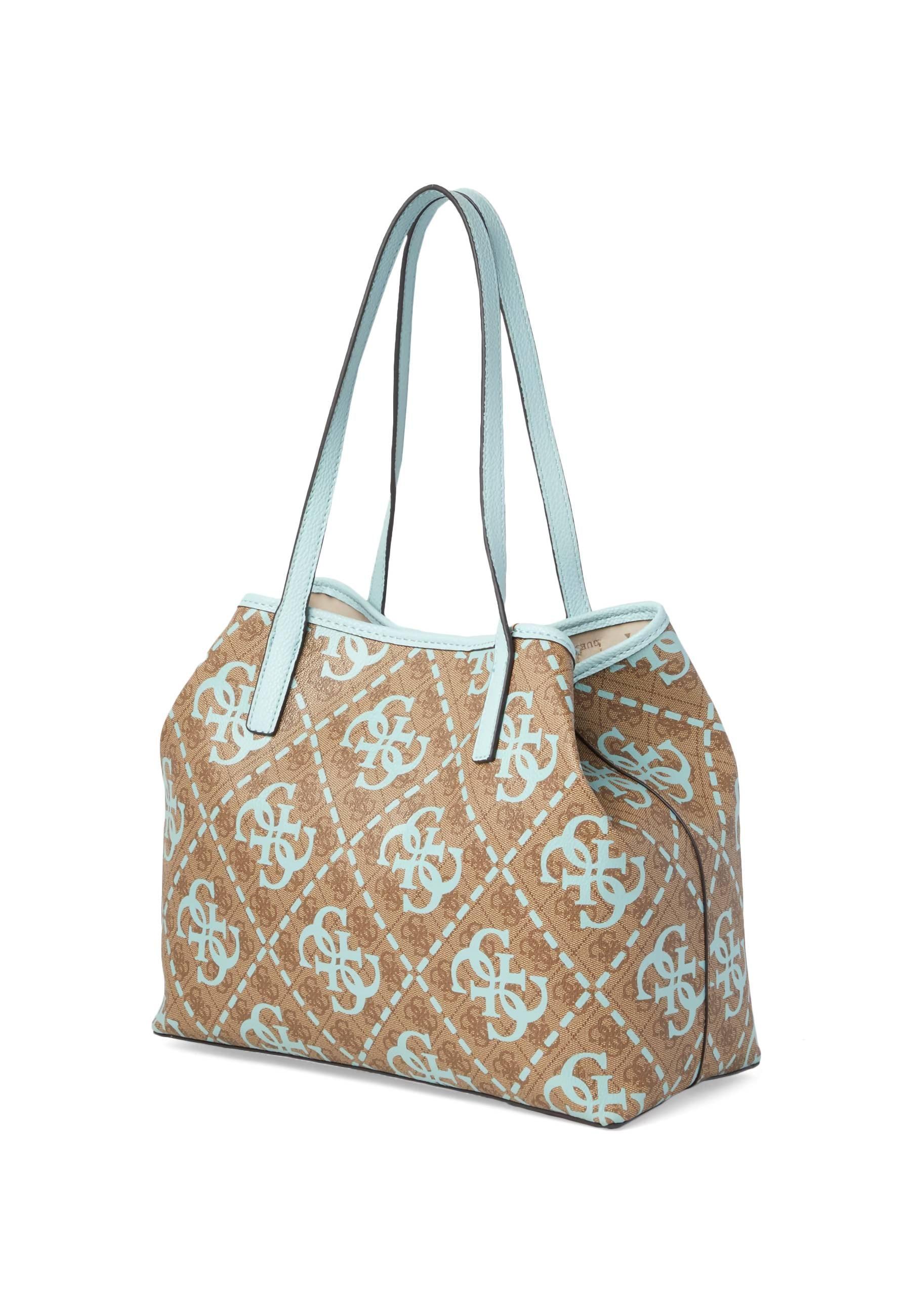 GUESS Vikky Borsa Tote Latte Logo Ice Blue OQ699528 - Sandrini Calzature e Abbigliamento