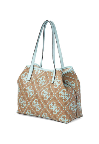 GUESS Vikky Borsa Tote Latte Logo Ice Blue OQ699528 - Sandrini Calzature e Abbigliamento
