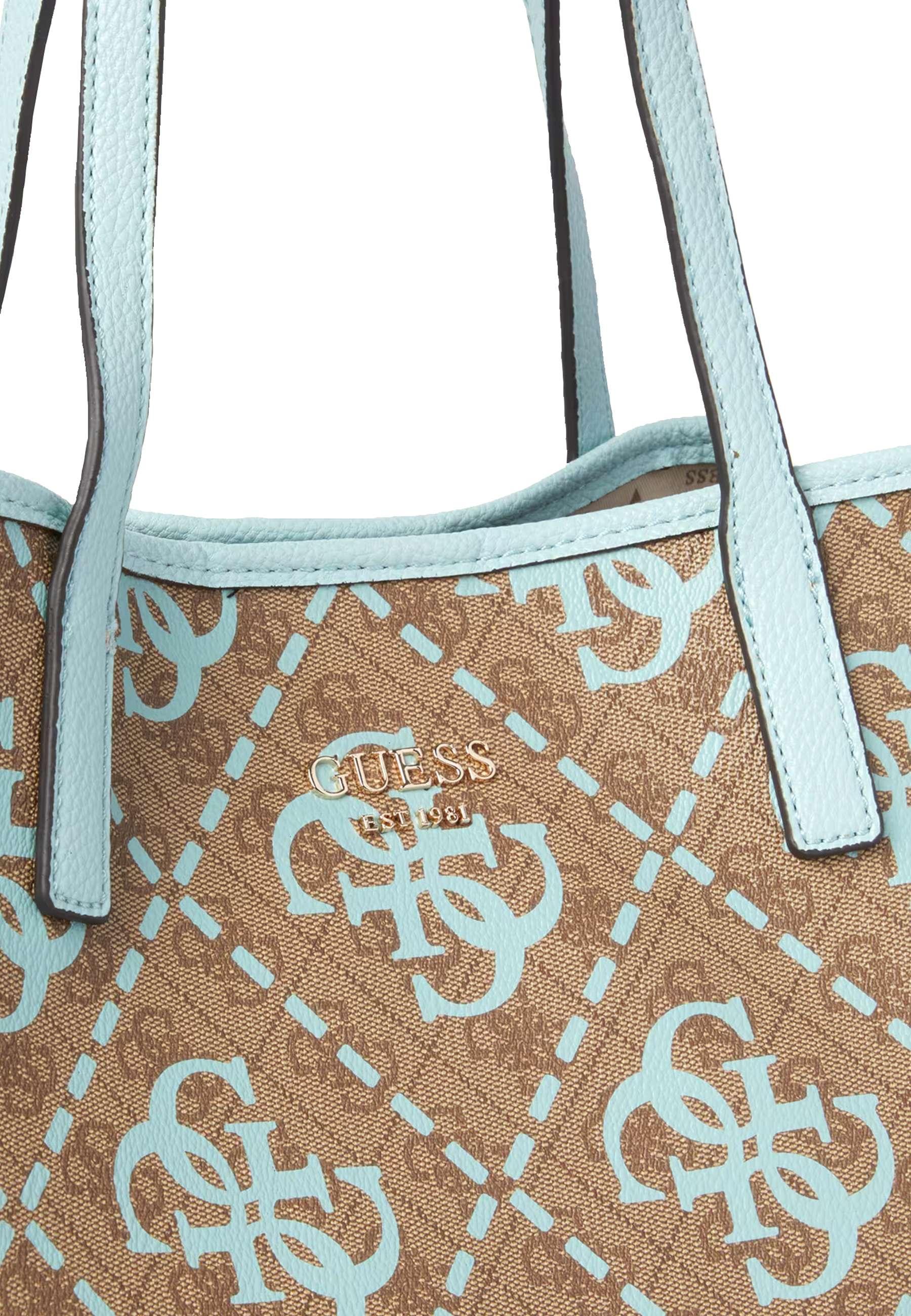 GUESS Vikky Borsa Tote Latte Logo Ice Blue OQ699528 - Sandrini Calzature e Abbigliamento