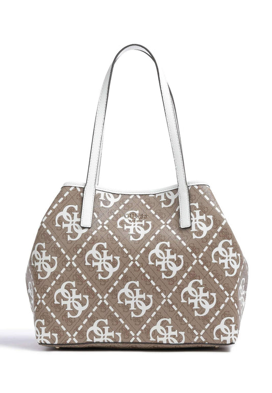 GUESS Vikky Borsa Tote Latte Logo White OQ699528 - Sandrini Calzature e Abbigliamento