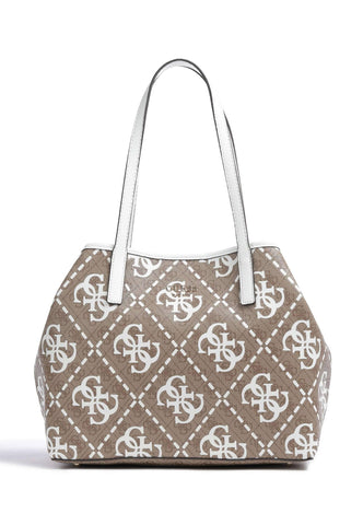 GUESS Vikky Borsa Tote Latte Logo White OQ699528 - Sandrini Calzature e Abbigliamento