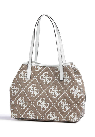 GUESS Vikky Borsa Tote Latte Logo White OQ699528 - Sandrini Calzature e Abbigliamento