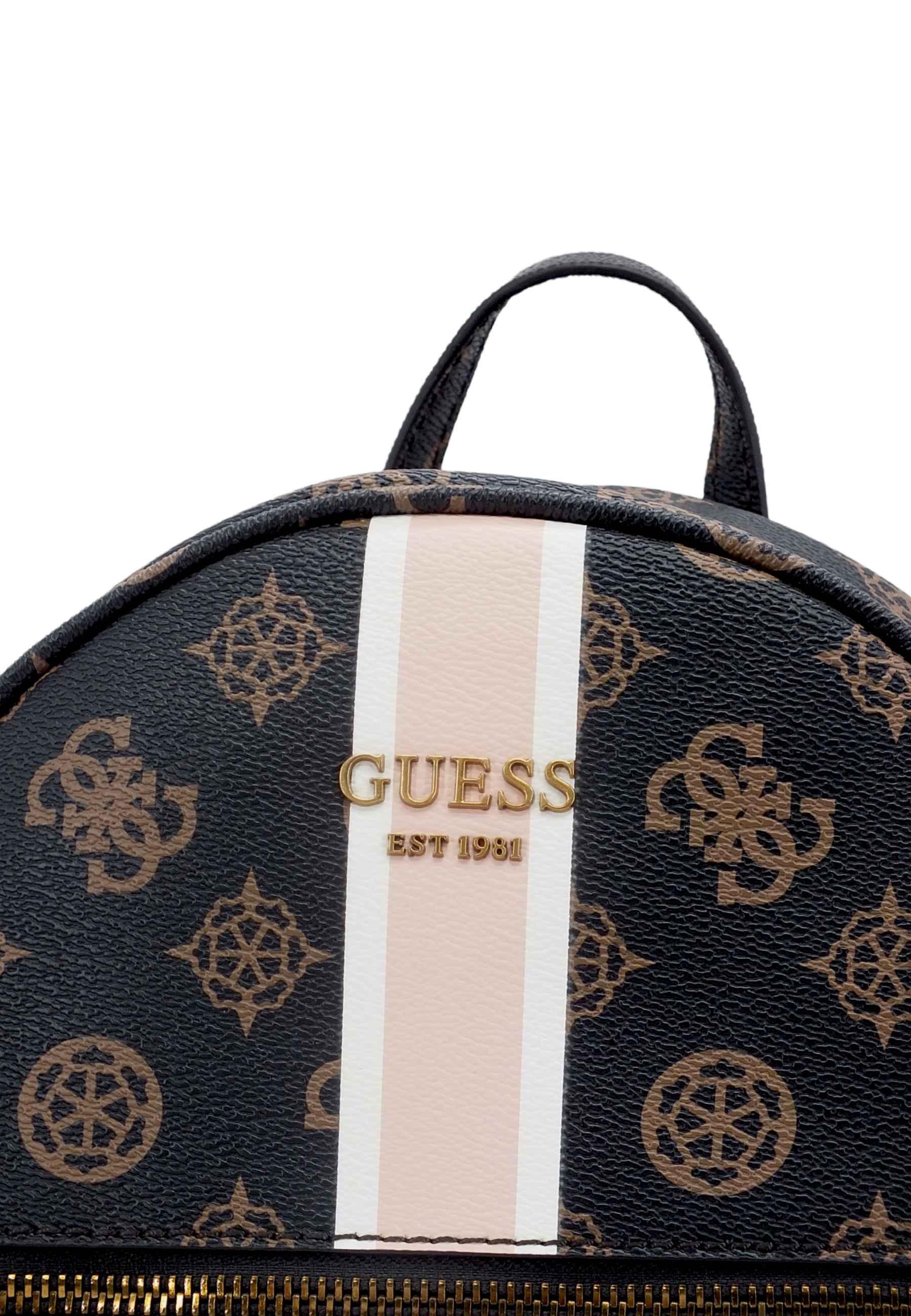 GUESS Zaino Donna Vikky Backpack Marrone Mocha Logo BP699532 - Sandrini Calzature e Abbigliamento
