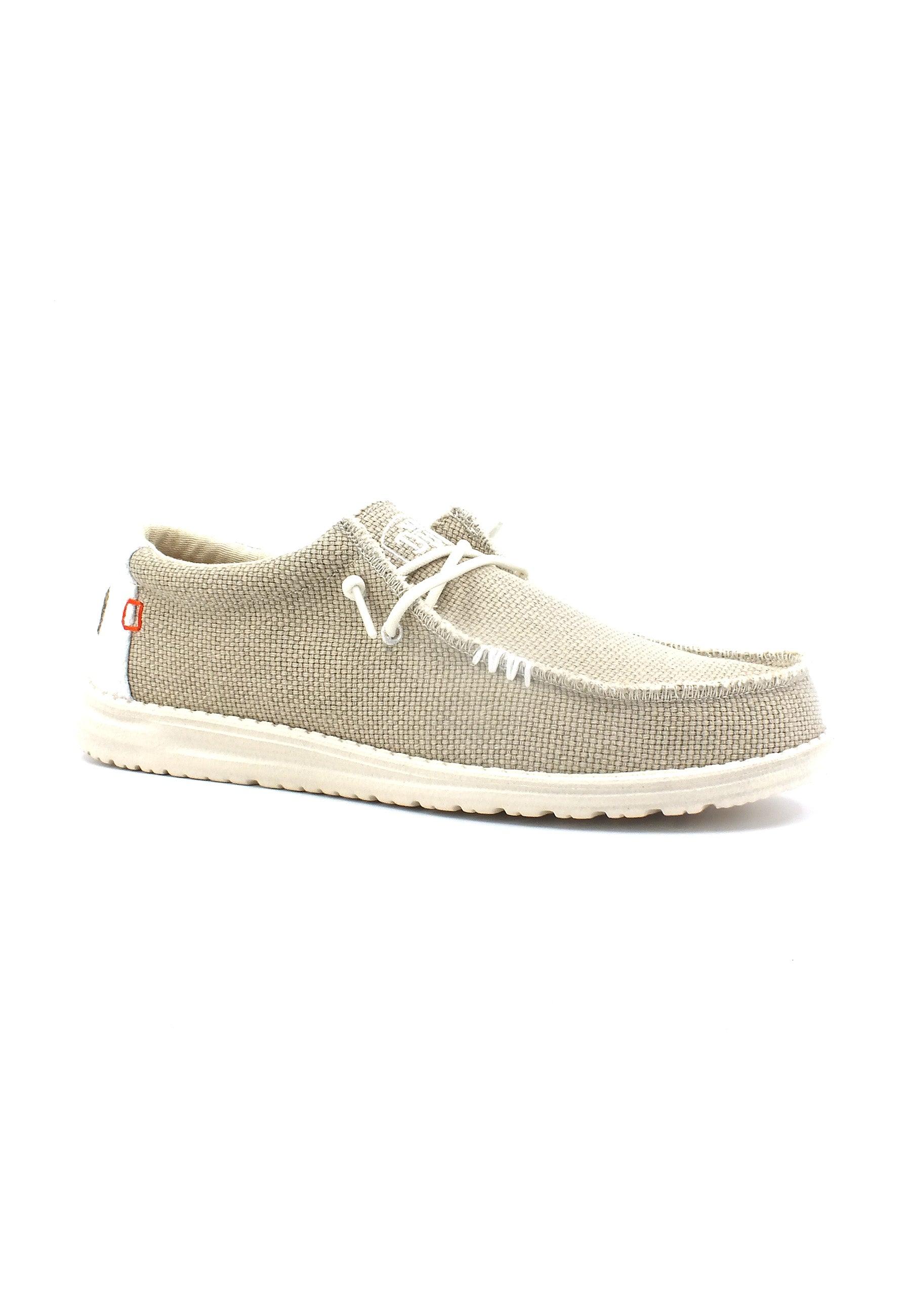 HEY DUDE Wally Braided Sneaker Vela Uomo Off White Beige 40003-1LB - Sandrini Calzature e Abbigliamento