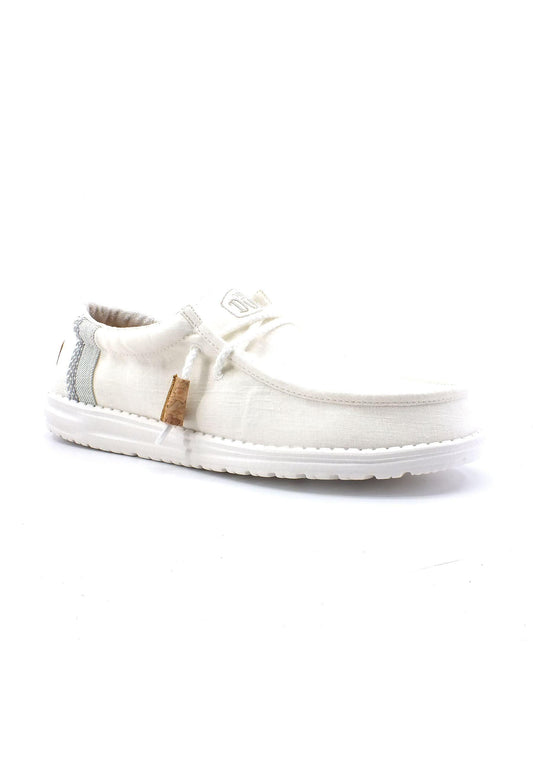HEY DUDE Wally Break Stitch Sneaker Vela Uomo White 40015-100 - Sandrini Calzature e Abbigliamento