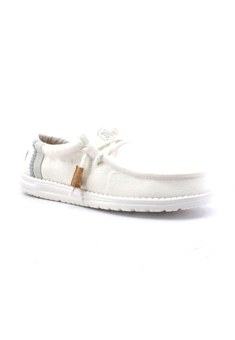 HEY DUDE Wally Break Stitch Sneaker Vela Uomo White 40015-100 - Sandrini Calzature e Abbigliamento