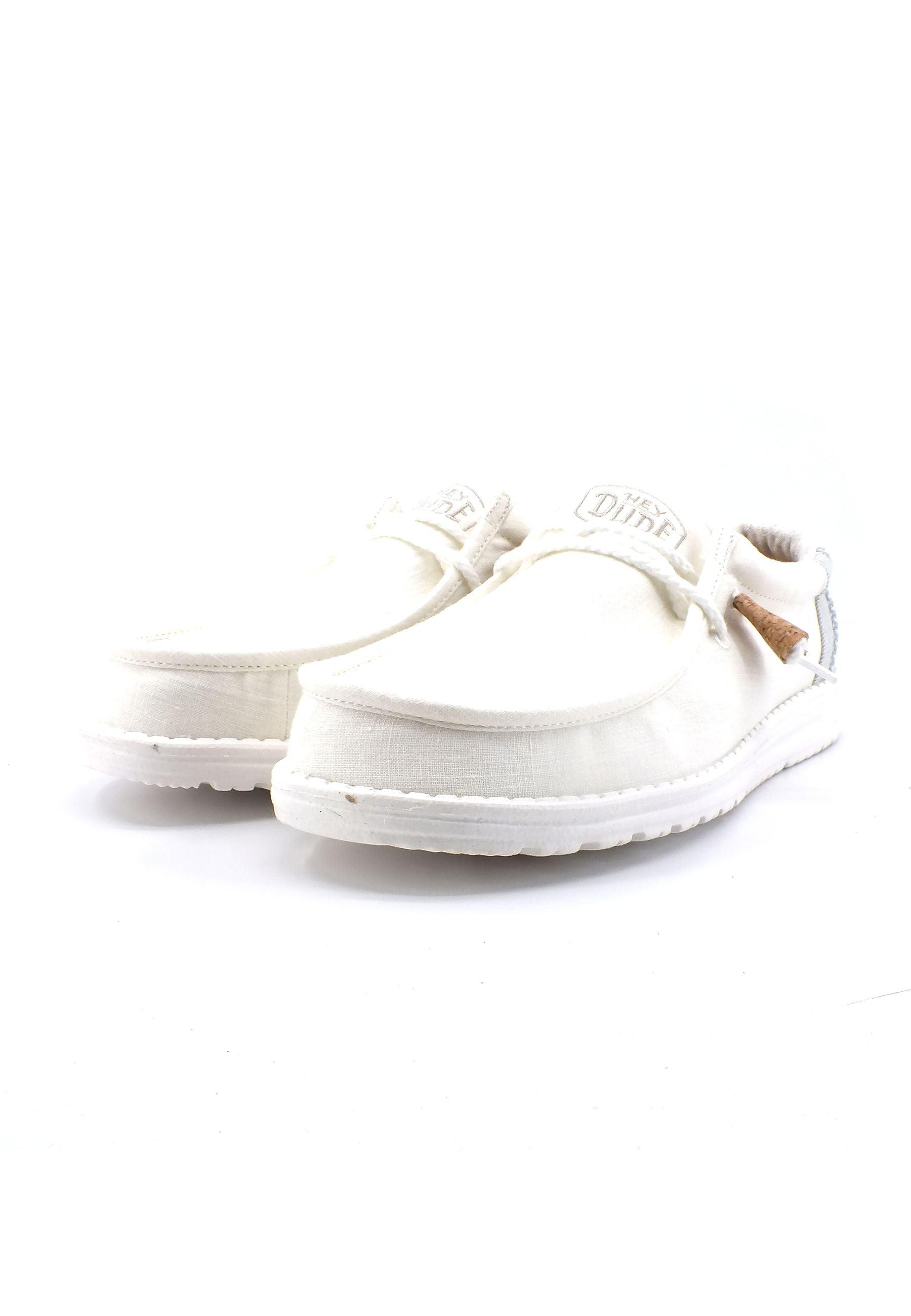 HEY DUDE Wally Break Stitch Sneaker Vela Uomo White 40015-100 - Sandrini Calzature e Abbigliamento