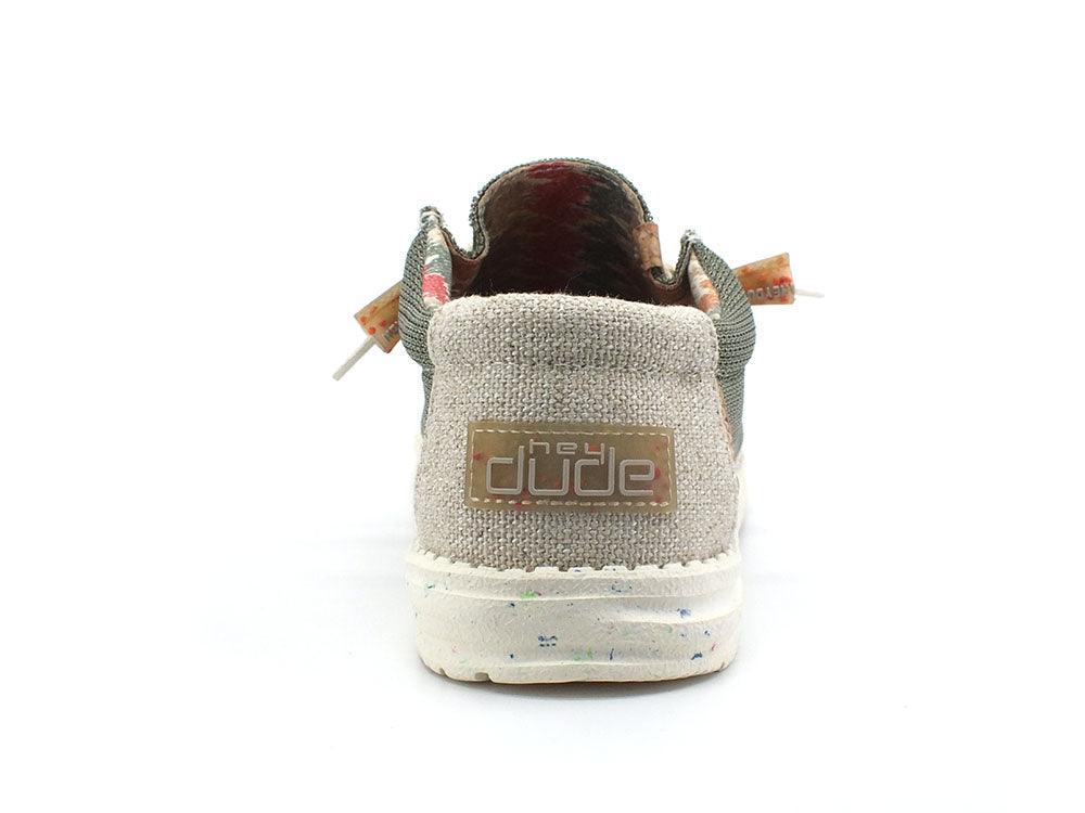 HEY DUDE Wally Eco Scarpa Vela Tex Verde Sox Algae 112478354 - Sandrini Calzature e Abbigliamento