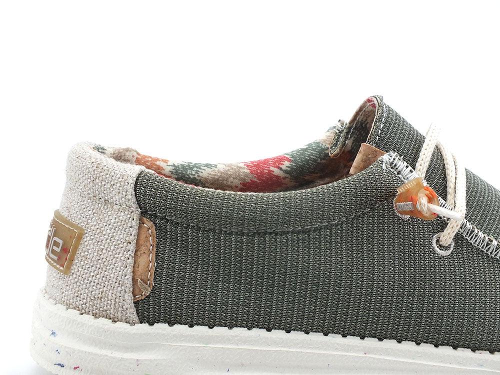 HEY DUDE Wally Eco Scarpa Vela Tex Verde Sox Algae 112478354 - Sandrini Calzature e Abbigliamento