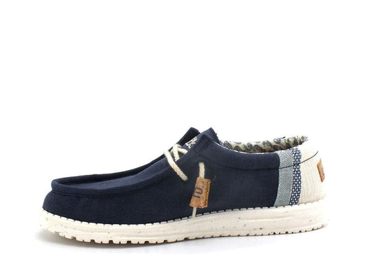 HEY DUDE Wally Linen Scarpa Vela Lacci Navy Blu 110792568 - Sandrini Calzature e Abbigliamento