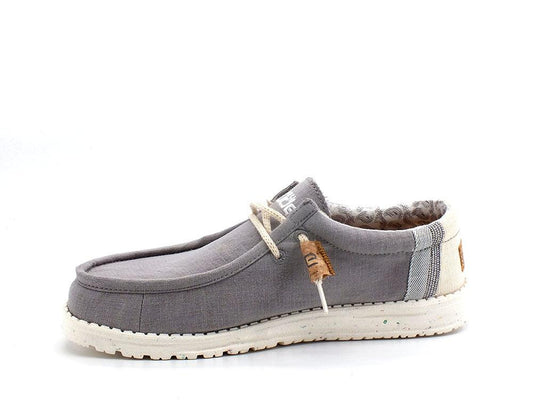 HEY DUDE Wally Linen Scarpa Vela Tela Natural Gray 110793297 - Sandrini Calzature e Abbigliamento