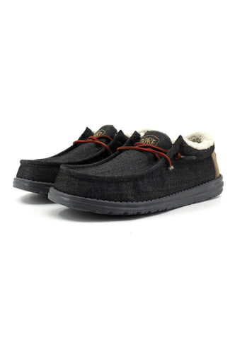 HEY DUDE Wally Sneaker Vela Pelo Uomo Black 40466-001 - Sandrini Calzature e Abbigliamento