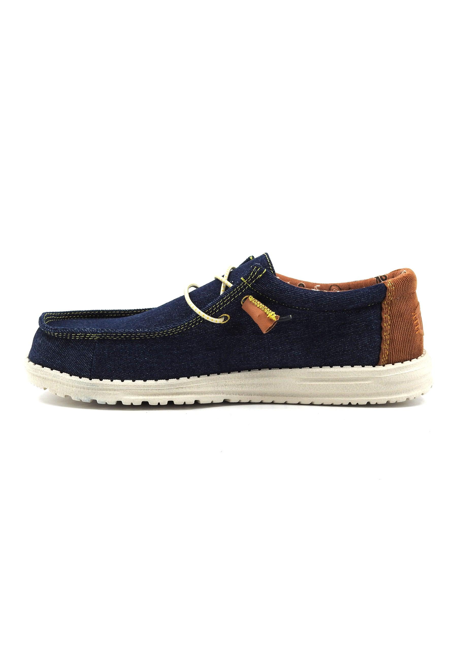 HEY DUDE Wally Sneaker Vela Uomo Blu Denim 40165-425 - Sandrini Calzature e Abbigliamento