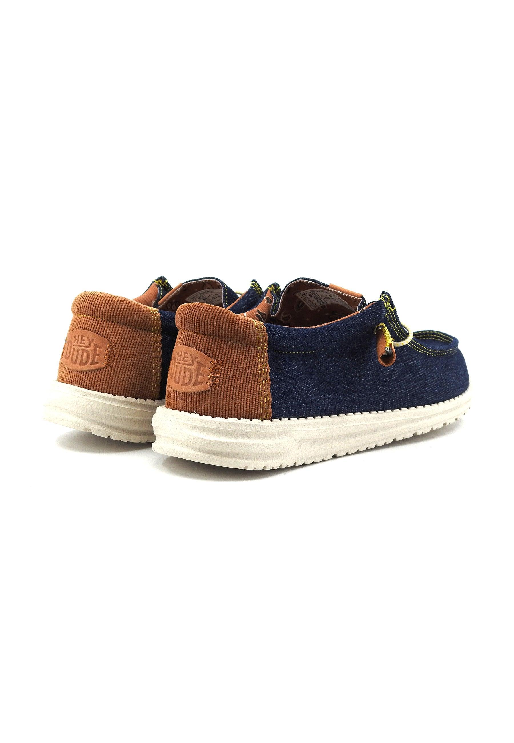 HEY DUDE Wally Sneaker Vela Uomo Blu Denim 40165-425 - Sandrini Calzature e Abbigliamento