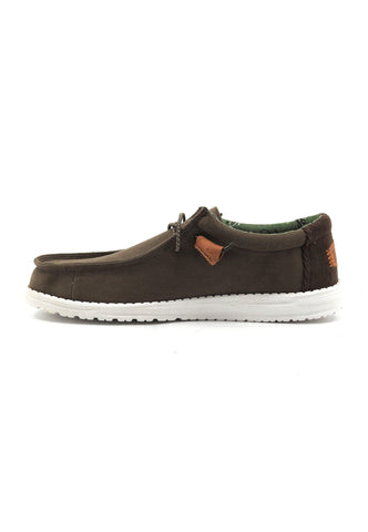 HEY DUDE Wally Sneaker Vela Uomo Olive Marrone 40165-337 - Sandrini Calzature e Abbigliamento