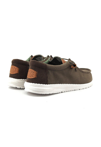 HEY DUDE Wally Sneaker Vela Uomo Olive Marrone 40165-337 - Sandrini Calzature e Abbigliamento