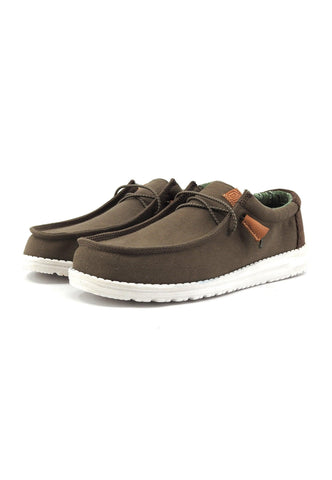 HEY DUDE Wally Sneaker Vela Uomo Olive Marrone 40165-337 - Sandrini Calzature e Abbigliamento