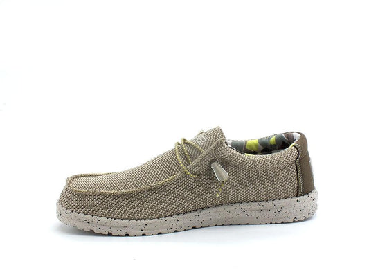 HEY DUDE Wally Sox Scarpa Vela Canva Beige Camel 110351517 - Sandrini Calzature e Abbigliamento