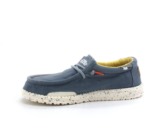 HEY DUDE Wally Washed Scarpa Vela Blu Stone Giallo 111522134 - Sandrini Calzature e Abbigliamento