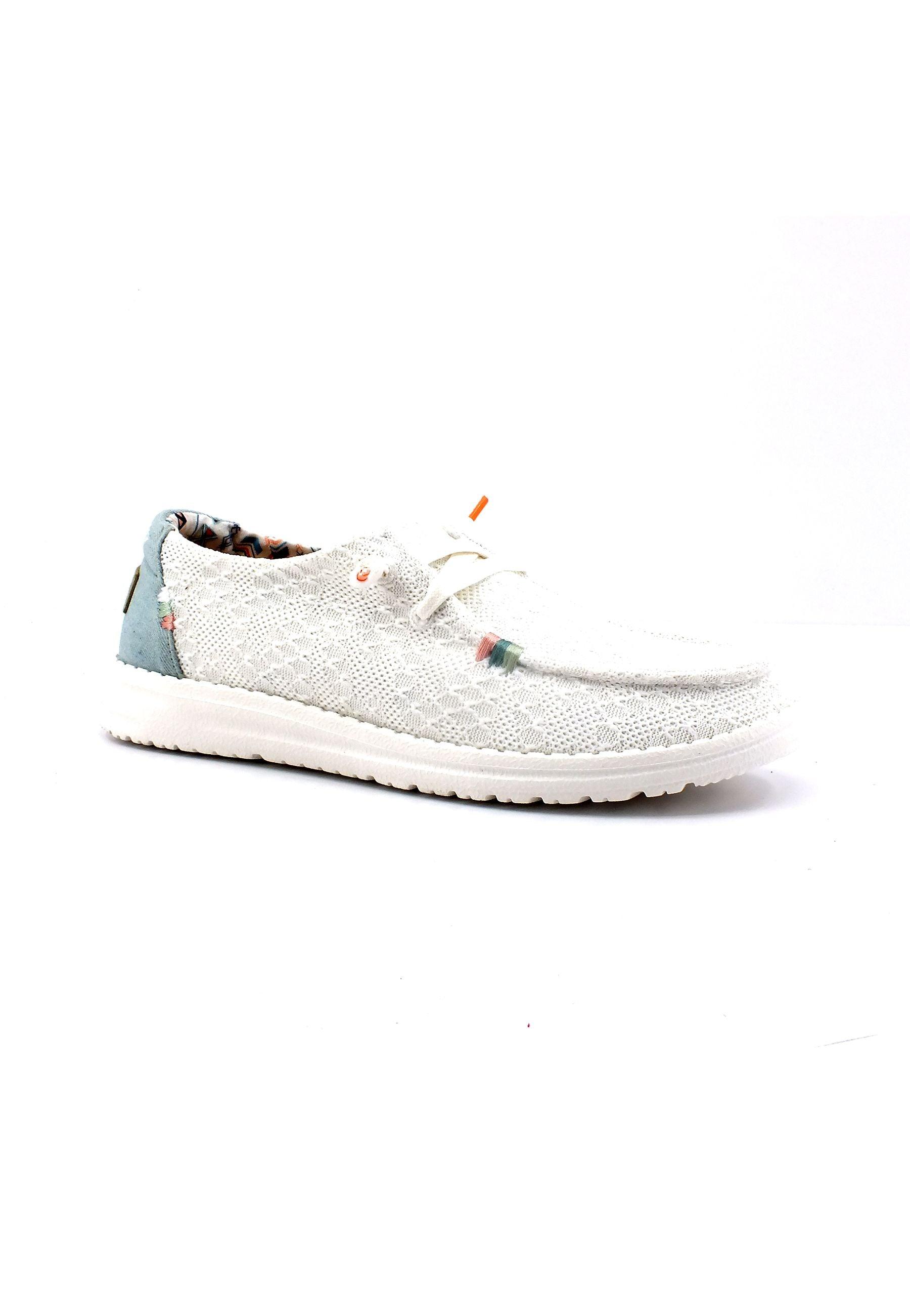 HEY DUDE Wendy Boho Sneaker Vela Donna White Crochet 40054-1KF - Sandrini Calzature e Abbigliamento