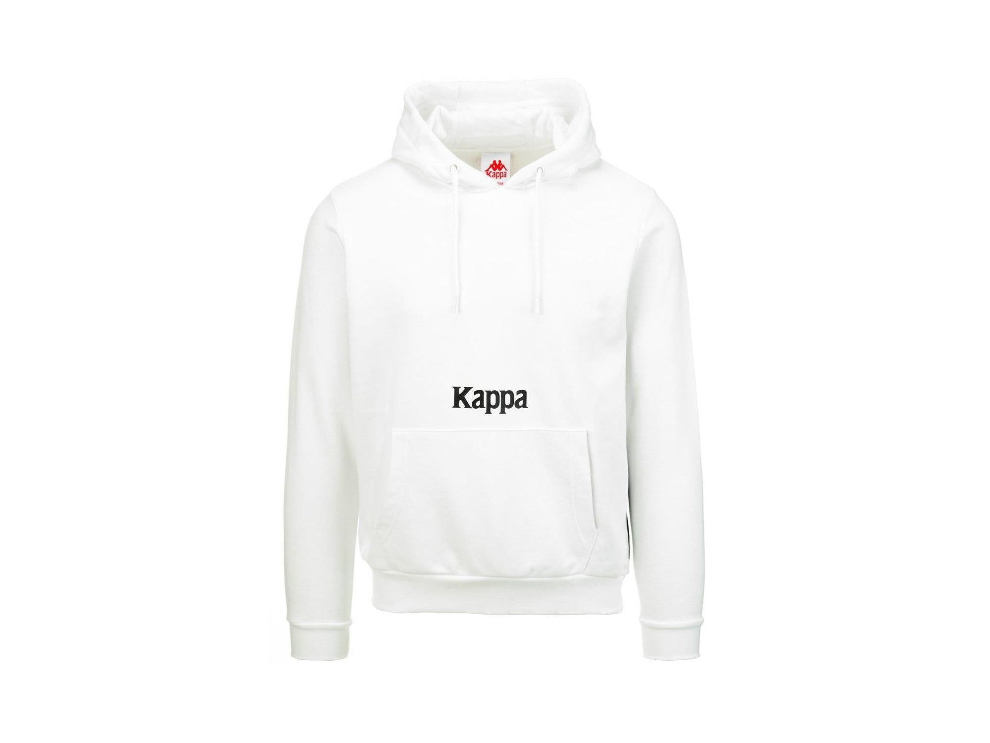 KAPPA Authentic Fin Unisex Felpa Cappuccio White Black 34111CWA1X - Sandrini Calzature e Abbigliamento