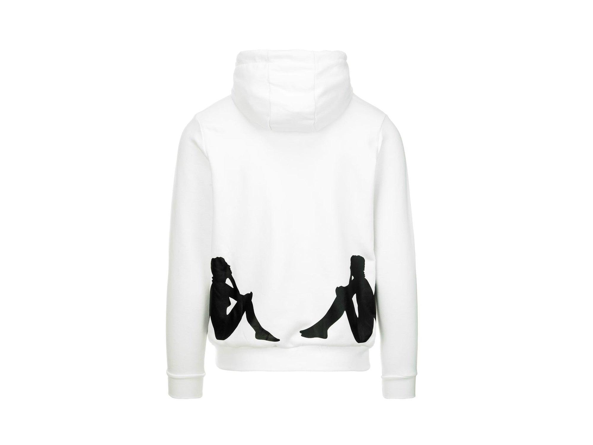 KAPPA Authentic Fin Unisex Felpa Cappuccio White Black 34111CWA1X - Sandrini Calzature e Abbigliamento