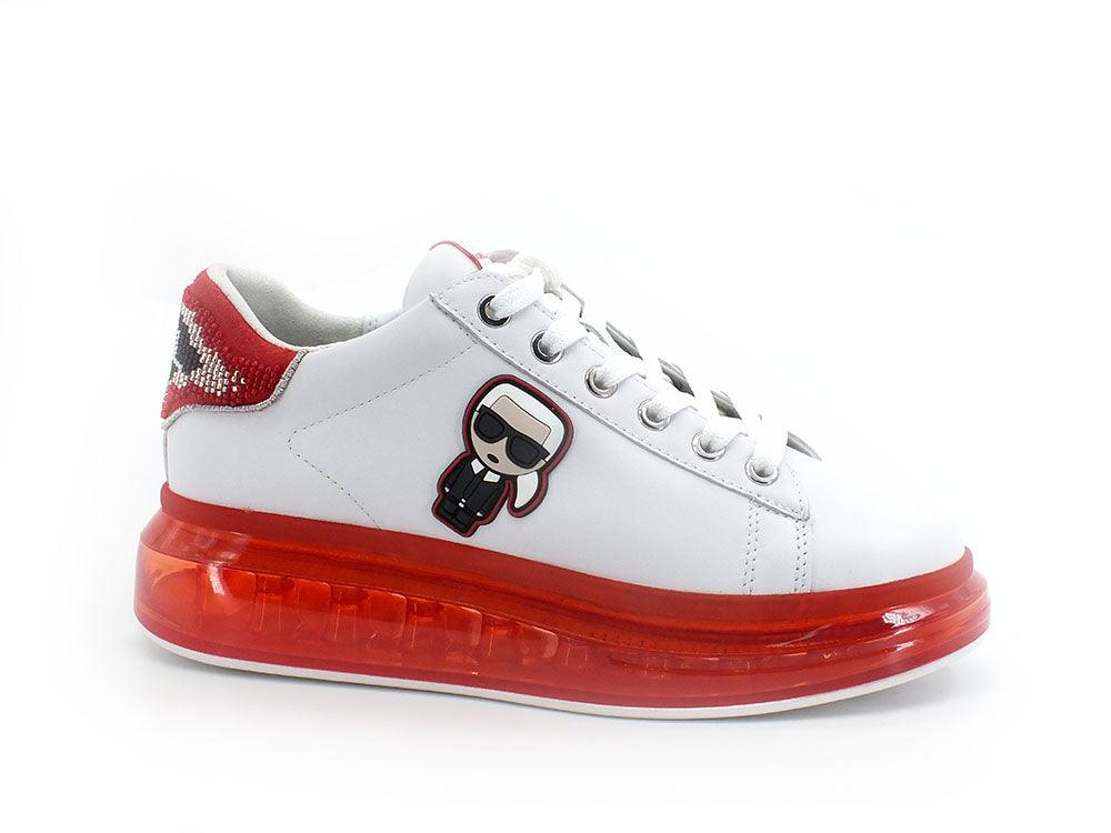KARL LAGERFELD Kapri Kushion Ikonik Lo Lace Sneaker White Red KL62632 - Sandrini Calzature e Abbigliamento