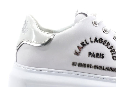 KARL LAGERFELD Kapri Metal Maison Sneaker Logo White Silver KL62539 - Sandrini Calzature e Abbigliamento