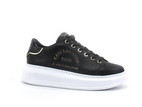 KARL LAGERFELD Kapri Metal Maison Sneaker Platform Black Gold KL62539 - Sandrini Calzature e Abbigliamento