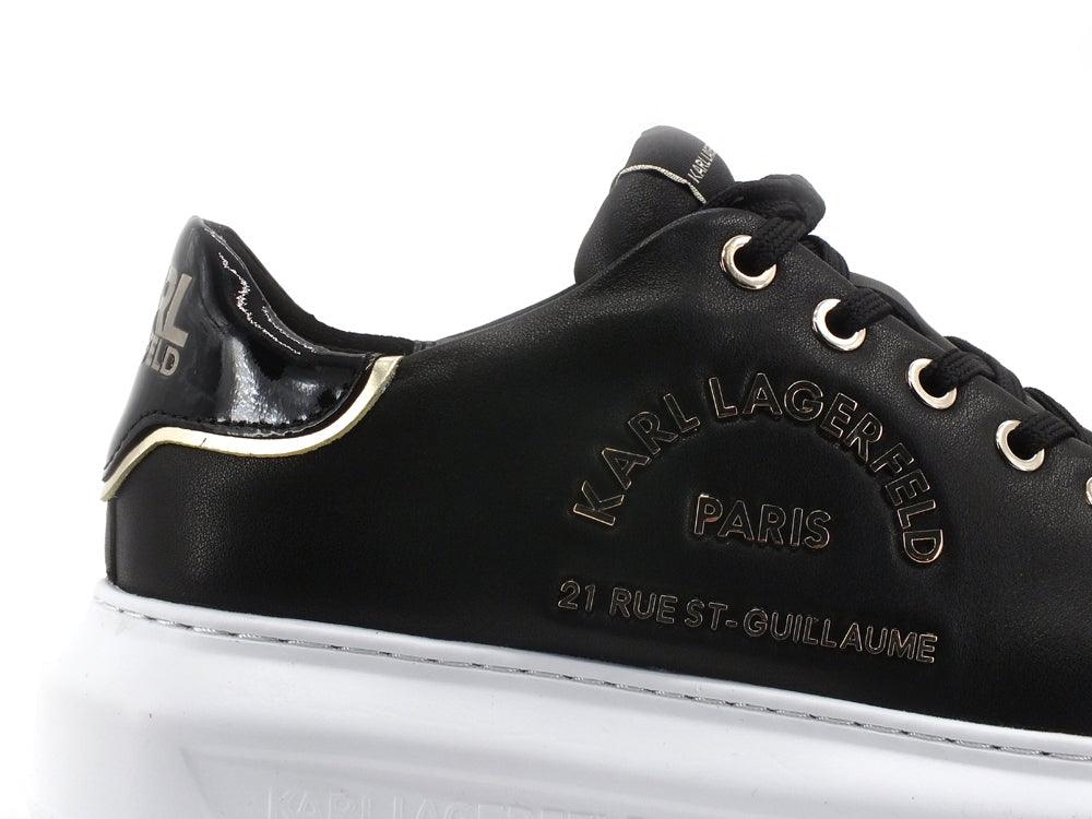 KARL LAGERFELD Kapri Metal Maison Sneaker Platform Black Gold KL62539 - Sandrini Calzature e Abbigliamento