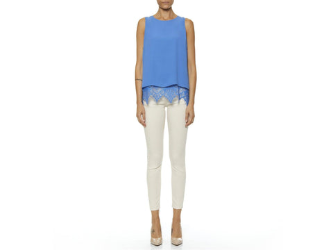 KORALLINE Top Orlo Pizzo Smanicato Azzurro 355 - Sandrini Calzature e Abbigliamento