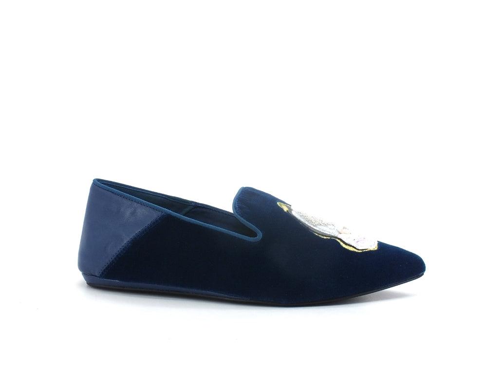 KURT GEIGER Junkfort Loafer Mocassino Velluto Blue 8492780609 - Sandrini Calzature e Abbigliamento