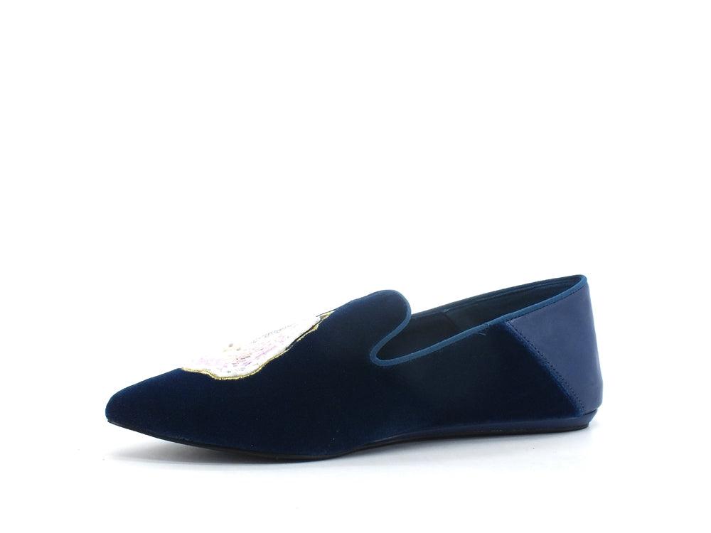 KURT GEIGER Junkfort Loafer Mocassino Velluto Blue 8492780609 - Sandrini Calzature e Abbigliamento