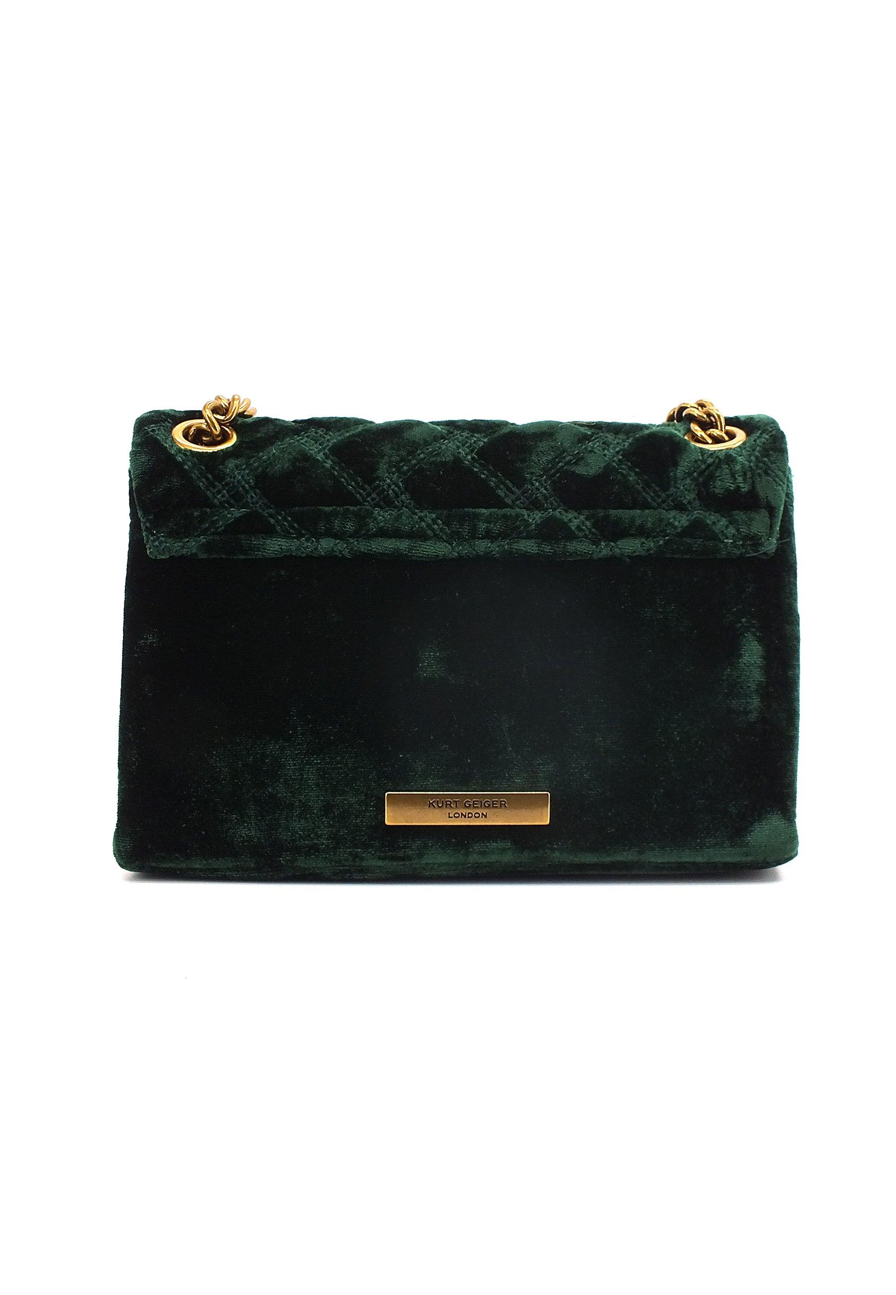 KURT GEIGER Velvet Mini Kensington Borsa Donna Green 3614370609-70 - Sandrini Calzature e Abbigliamento