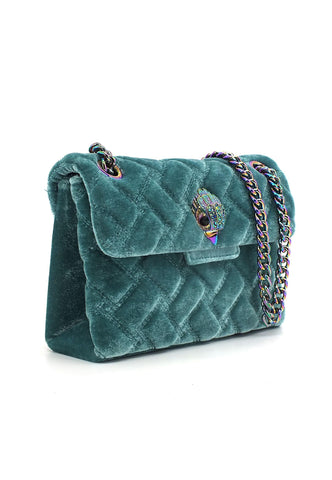 KURT GEIGER Velvet Mini Kensington Borsa Donna Verde Teal 3614387609-87 - Sandrini Calzature e Abbigliamento