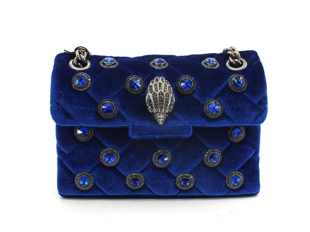 KURT GEIGER Velvet Mini Kensington Borsa Gioiello Blue Dark 3614381609-81 - Sandrini Calzature e Abbigliamento