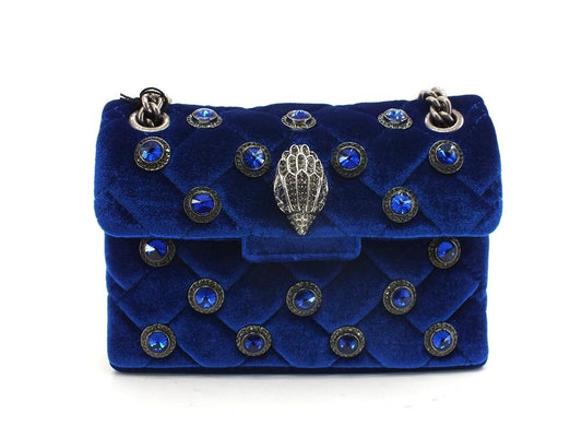 KURT GEIGER Velvet Mini Kensington Borsa Gioiello Blue Dark 3614381609-81 - Sandrini Calzature e Abbigliamento