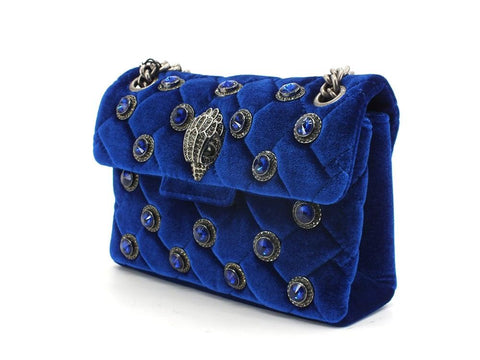 KURT GEIGER Velvet Mini Kensington Borsa Gioiello Blue Dark 3614381609-81 - Sandrini Calzature e Abbigliamento
