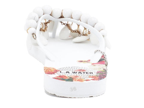 L.A. WATER Flower Infradito White Multi 02125A - Sandrini Calzature e Abbigliamento