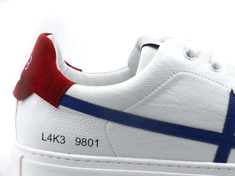 L4K3 College 4 Sneaker Pelle Tricolor Bianco Blu Rosso F57-COL - Sandrini Calzature e Abbigliamento