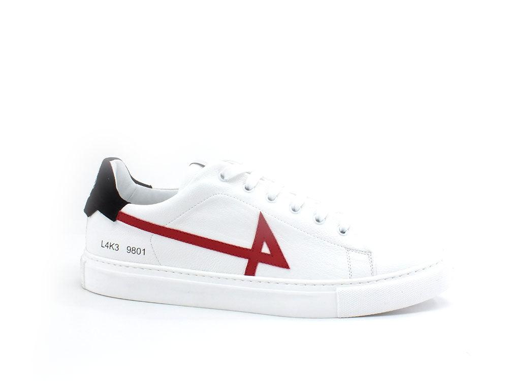 L4K3 College 4 Sneaker Pelle Tricolor Bianco Rosso Nero F59-COL - Sandrini Calzature e Abbigliamento