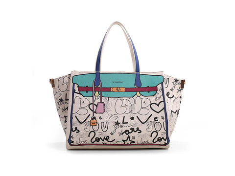 LE PANDORINE Baggy Stars Graffito Borsa Grigio PE22DBF02961-04 - Sandrini Calzature e Abbigliamento