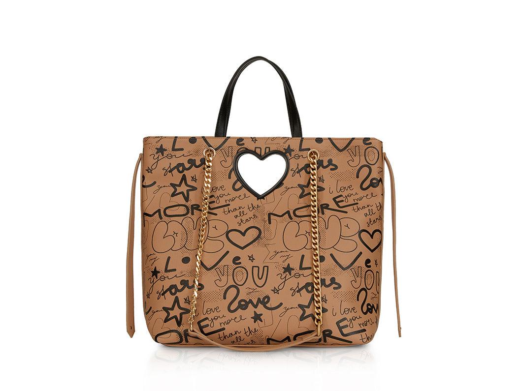 LE PANDORINE Cris Graffito Borsa Marrone Natural PE22DCU02302-06 - Sandrini Calzature e Abbigliamento