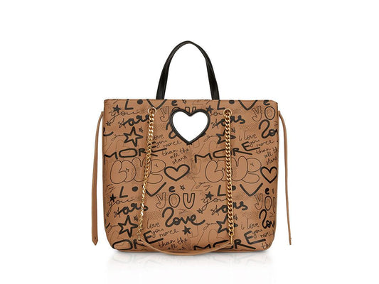 LE PANDORINE Cris Graffito Borsa Marrone Natural PE22DCU02302-06 - Sandrini Calzature e Abbigliamento