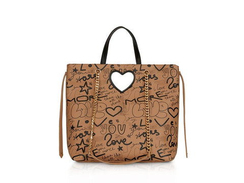 LE PANDORINE Cris Graffito Borsa Marrone Natural PE22DCU02302-06 - Sandrini Calzature e Abbigliamento