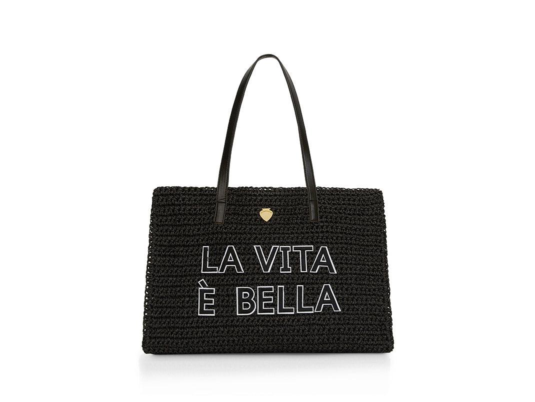 LE PANDORINE Formentera Bag Vita Borsa Tessuto Black Nero PE22DAJ02939-02 - Sandrini Calzature e Abbigliamento