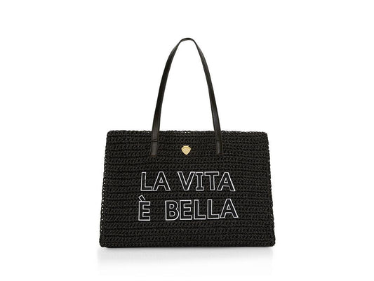LE PANDORINE Formentera Bag Vita Borsa Tessuto Black Nero PE22DAJ02939-02 - Sandrini Calzature e Abbigliamento